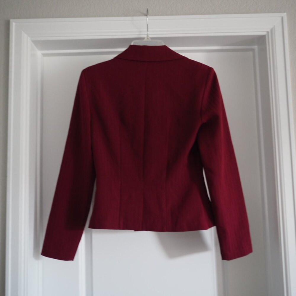 Vintage Y2K Preppy Burgundy Office Siren Blazer Suit Jacket Sz S 3-4 My Michelle - Picture 8 of 12